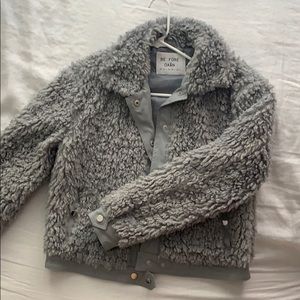 Blue-Gray Faux Shearling Jacket